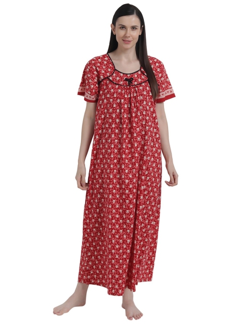 

Shararat Red Printed Maxi Nightdress