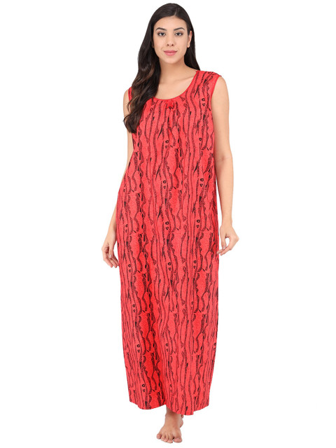 

Shararat Red Printed Maxi Nightdress