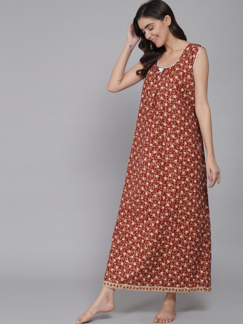 

Shararat Brown Printed Maxi Nightdress