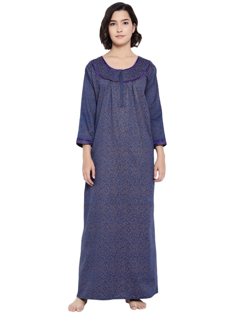 

Shararat Blue Printed Maxi Nightdress