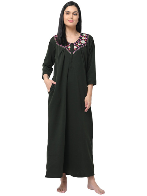 

Shararat Green Embroidered Maxi Nightdress