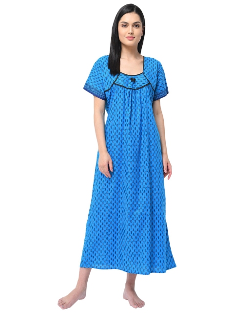 

Shararat Blue Printed Maxi Nightdress