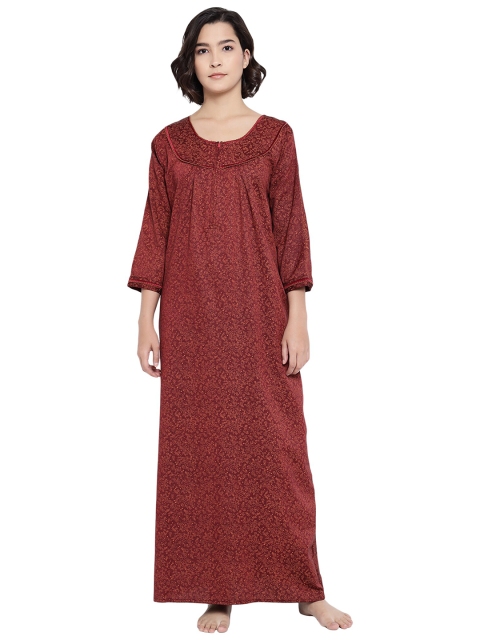 

Shararat Maroon Printed Maxi Nightdress