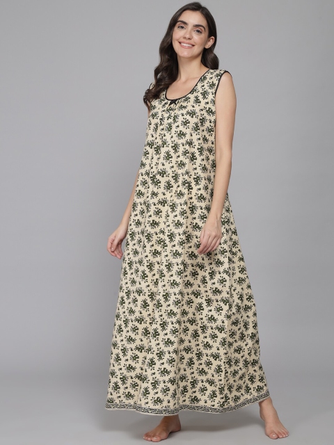 

Shararat Green Printed Maxi Nightdress