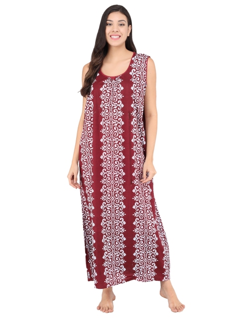 

Shararat Women Brown Printed Maxi Nightdress