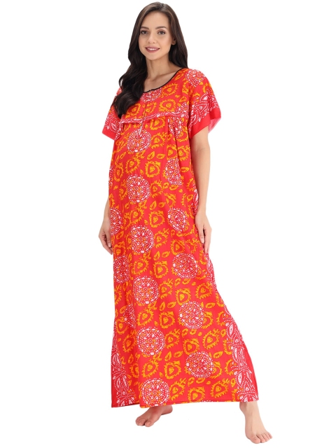 

Shararat Orange Printed Maxi Nightdress