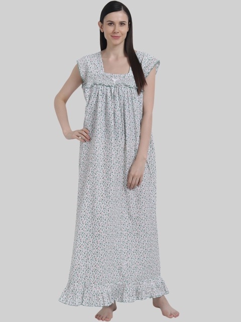 

Shararat Green Printed Pure Cotton Maxi Nightdress