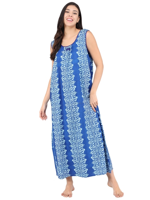 

Shararat Blue Printed Maxi Nightdress