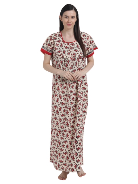 

Shararat Red Printed Maxi Nightdress