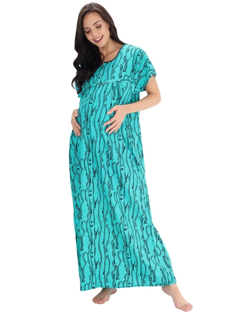 

Shararat Green Printed Maxi Nightdress