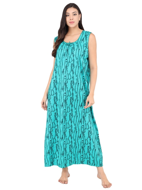 

Shararat Green Printed Maxi Nightdress