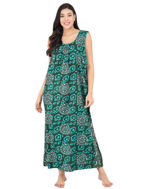 

Shararat Green Printed Maxi Nightdress