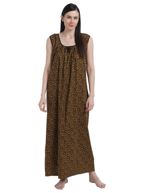 

Shararat Mustard Printed Maxi Nightdress