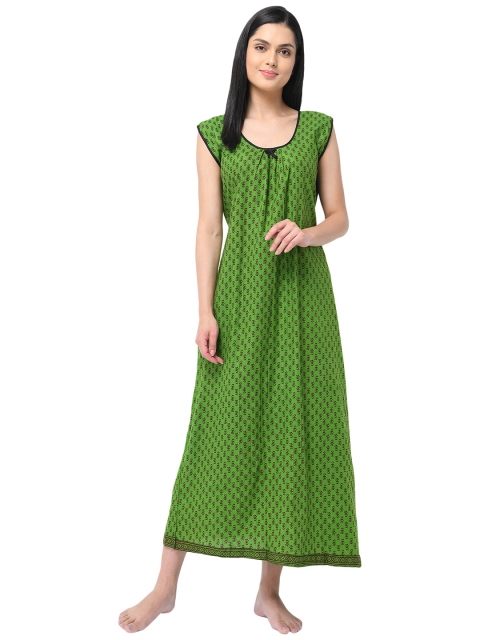 

Shararat Green Printed Maxi Nightdress