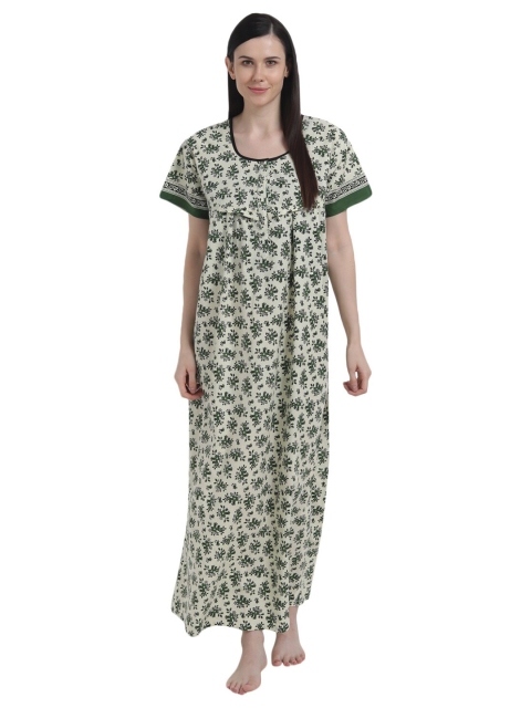 

Shararat Women Green Printed Maxi Nightdress