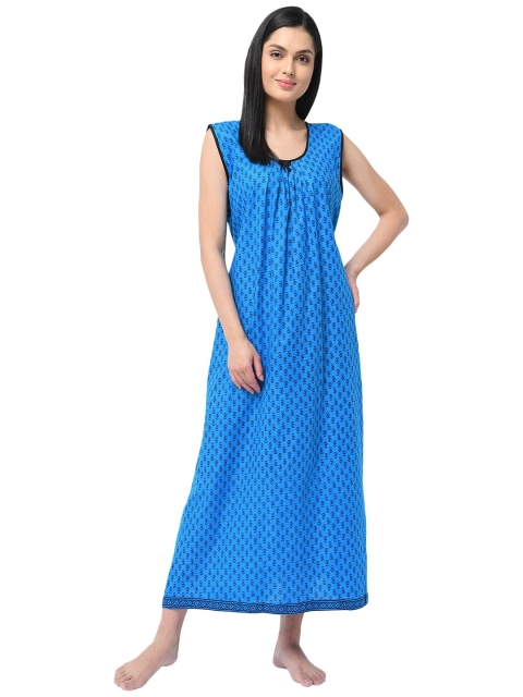 

Shararat Blue Printed Maxi Nightdress