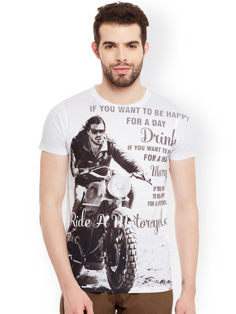 

Wear Your Mind Men White Printed Round Neck T-shirt