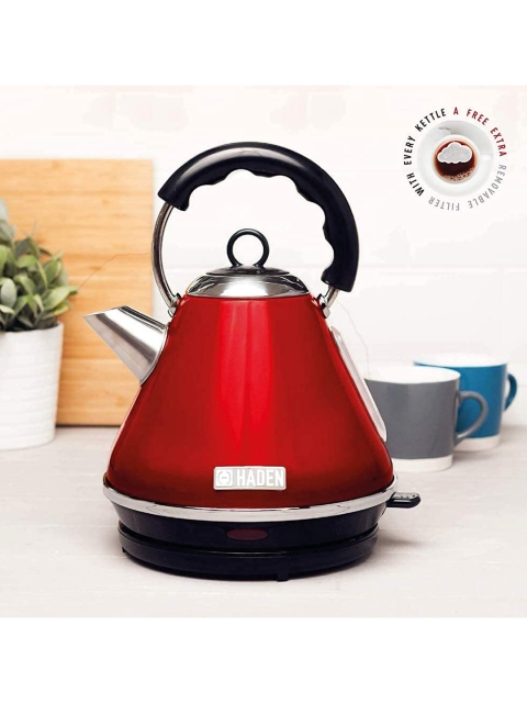 

Haden Red & Black Solid Stainless Steel Electric Kettle