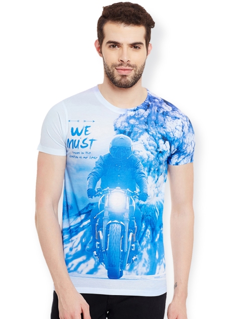 

Wear Your Mind Men Blue & White Printed Round Neck T-shirt