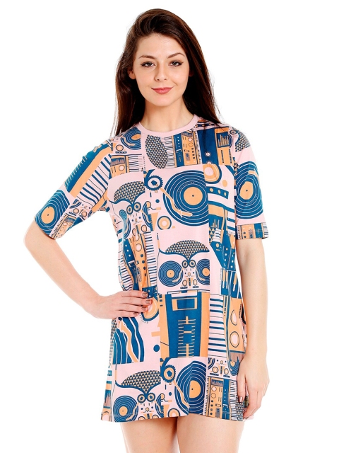 

Cult Fiction Woman Pink Abstract Print Cotton T Shirt Dress