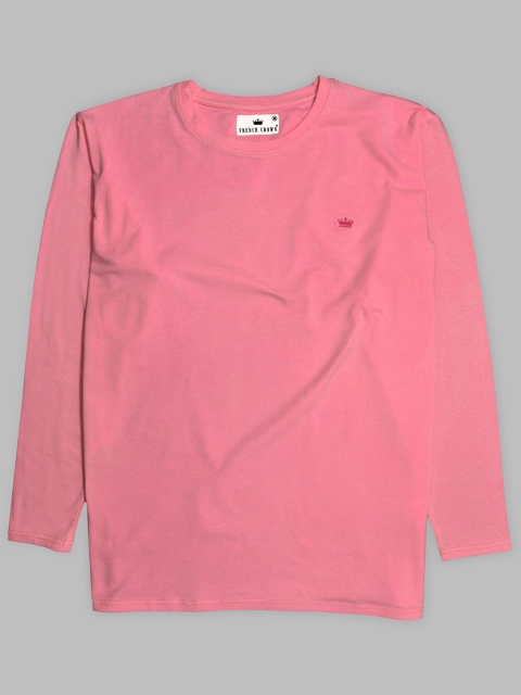 

FRENCH CROWN Men Pink full sleeve T-shirt