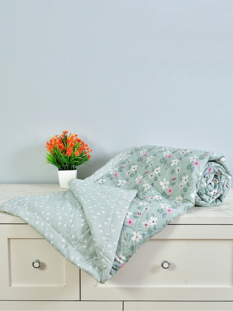 

Florida Sea Green & White Floral Microfiber AC Room 120 GSM Single Bed Comforter