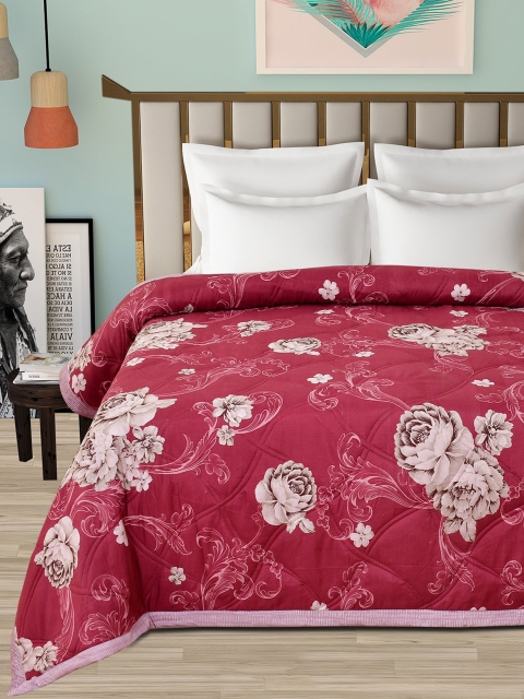 

Florida Maroon & Off White Floral Microfiber AC Room 120 GSM Double Bed Comforter