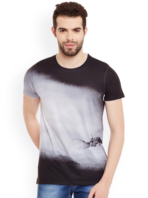 

Wear Your Mind Men Grey & Black Printed Round Neck T-shirt