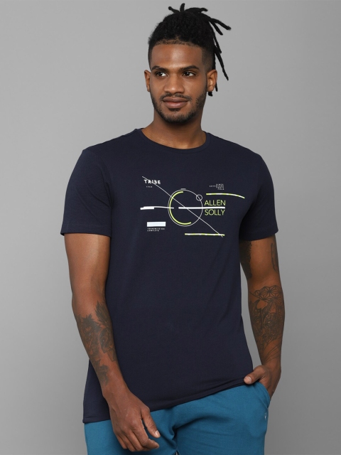 

Allen Solly Men Navy Blue Printed Slim Fit T-shirt