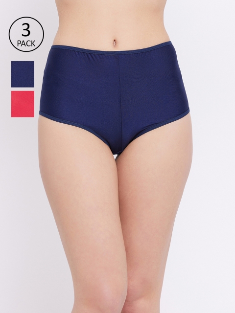 

SECRETS BY ZEROKAATA Women Pack of 3 Solid Boy Shorts, Navy blue