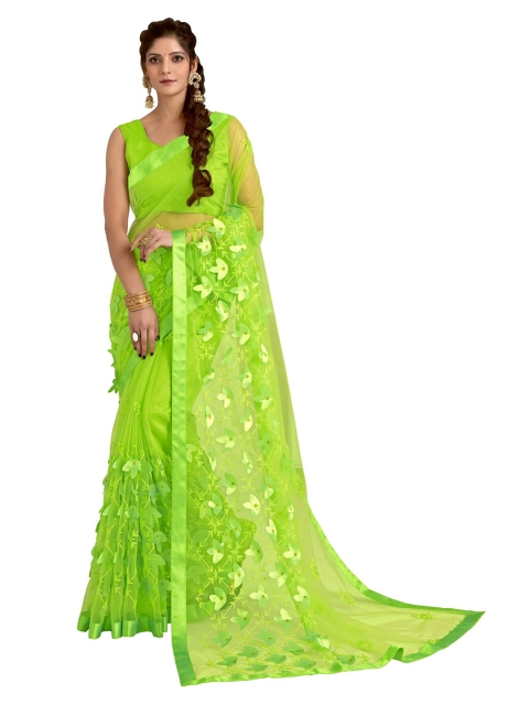 

DITISA FASHION Green Floral Embroidered Net Saree