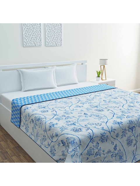 

haus & kinder Blue & White Floral AC Room 300 GSM Single Bed Dohar