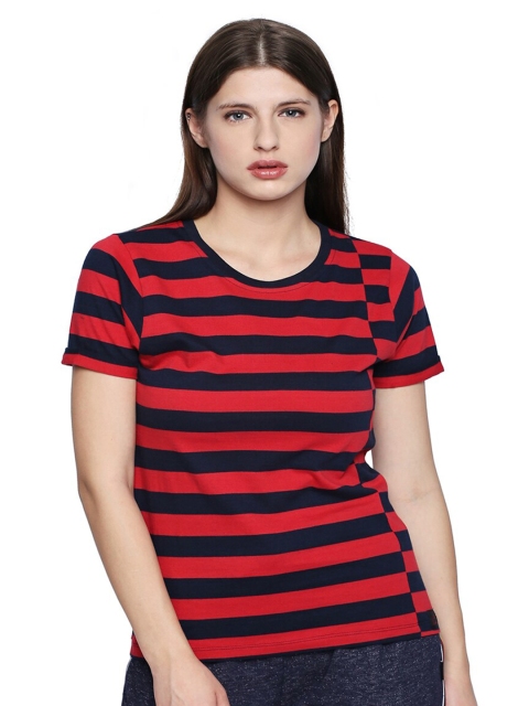 

CULT FICTION Women Red & Navy Blue Striped T-shirt