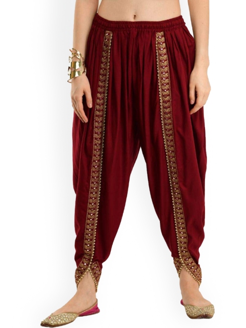 

KEX Women Maroon Embellished Dhoti Pants