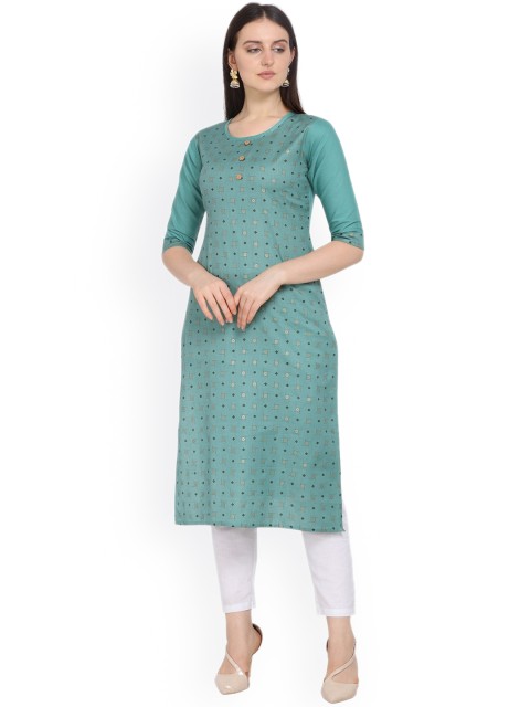 

Hinayat Fashion Women Green Geometric Printed Kurta