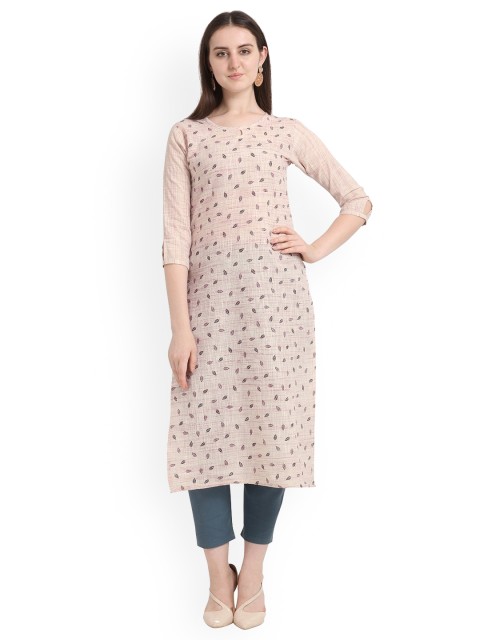 

Hinayat Fashion Women Pink Geometric Printed Thread Work Kurta