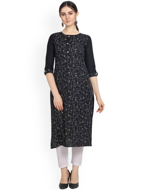 

Hinayat Fashion Women Black Printed Kurta