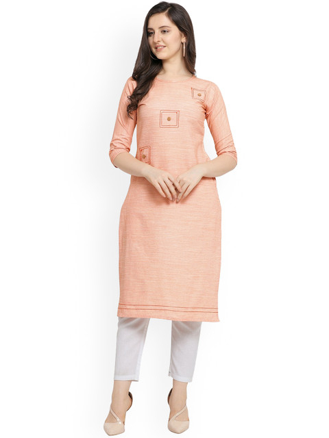 

Hinayat Fashion Women Orange Yoke Design Thread Work Kurta