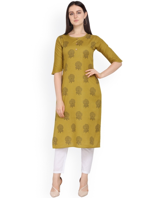 

Hinayat Fashion Women Mustard Yellow Floral Printed Kurta
