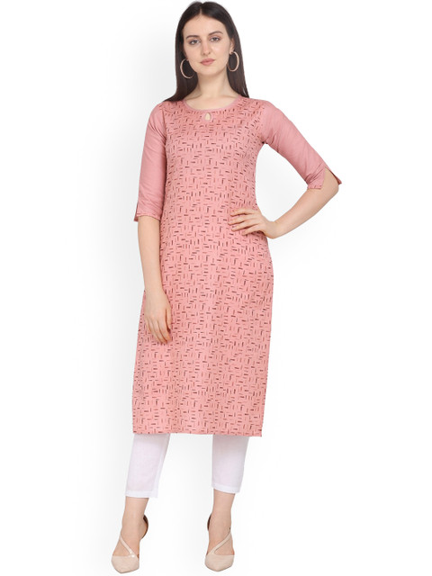 

Hinayat Fashion Women Pink Ethnic Motifs Cotton Kurta