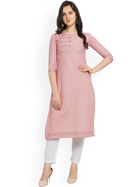 

Hinayat Fashion Women Pink Striped Thread Work Kurta