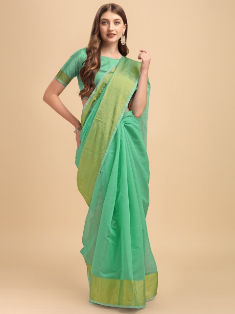 

BESUCHER Green & Gold-Toned Zari Art Silk Kanjeevaram Saree