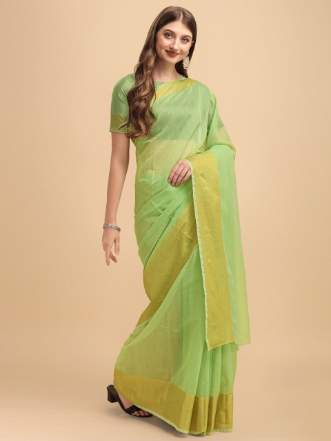 

BESUCHER Green & Gold-Toned Zari Art Silk Kanjeevaram Saree