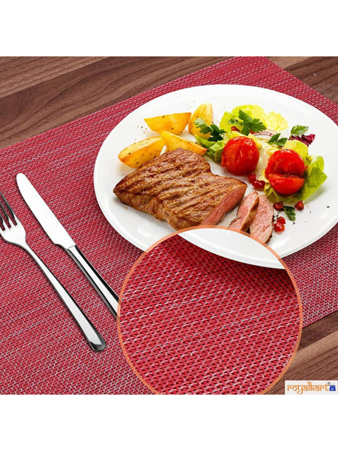 

royalkart Set Of 7 Red Dining Table Mats With Runner