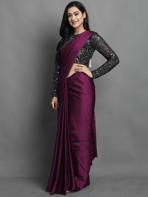 

Lady Style Purple Satin Saree