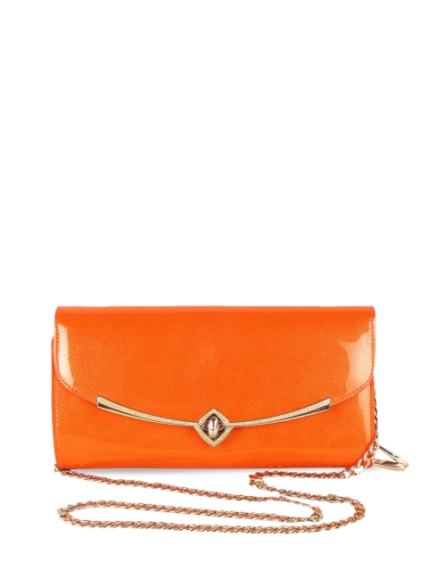 

ZEVORA Orange Embellished Envelope Clutch