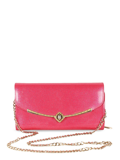 

ZEVORA Rose & Gold-Toned Buckle Detail Purse Clutch