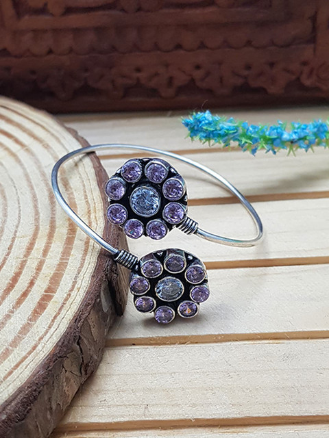 

GRIIHAM Silver-Plated Stone Studded Adjustable Kada