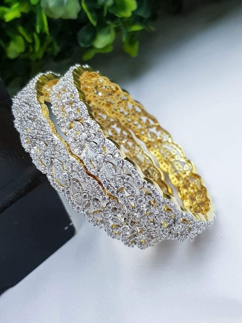 

GRIIHAM Set of 2 Gold-Plated CZ-Studded Bangles