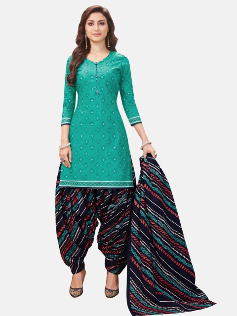 

SALWAR STUDIO Green & Black Printed Pure Cotton Unstitched Dress Material